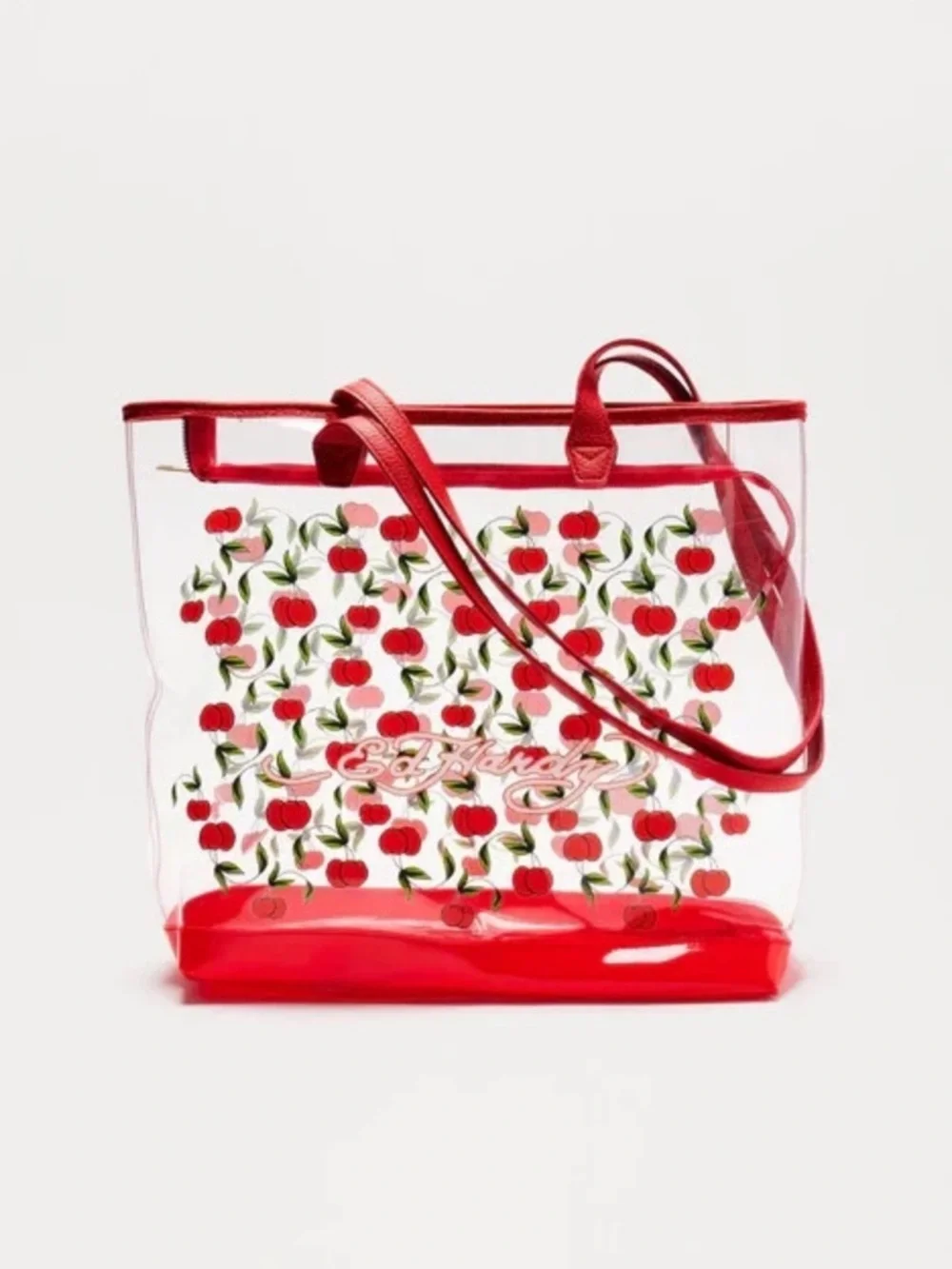 Ed Hardy Clear Red Cherry Tote Bag NWT - Picture 2 of 3